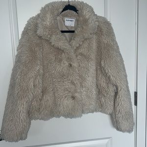 Faux Fur Coat Old Navy NWT biege Large